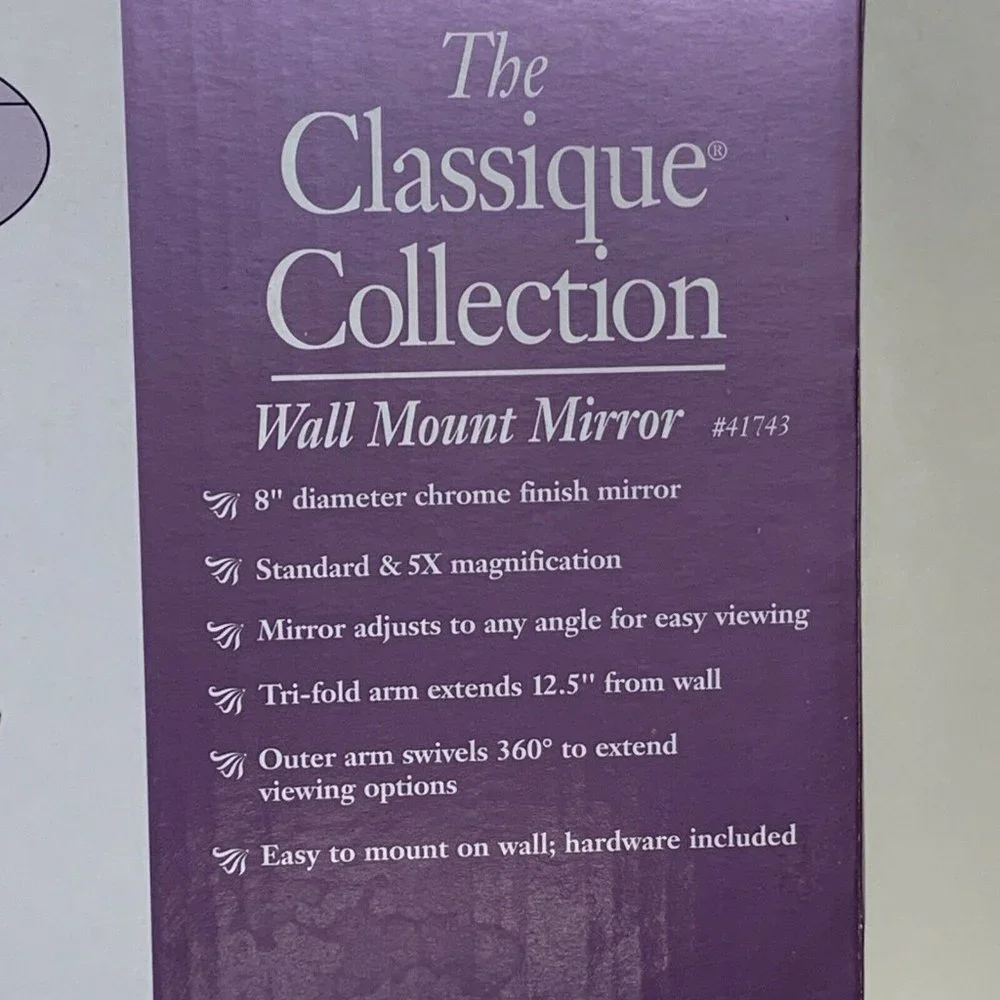 Conair Classique Standard Wall Mount Mirror with 5x Magnification, Chrome Finish